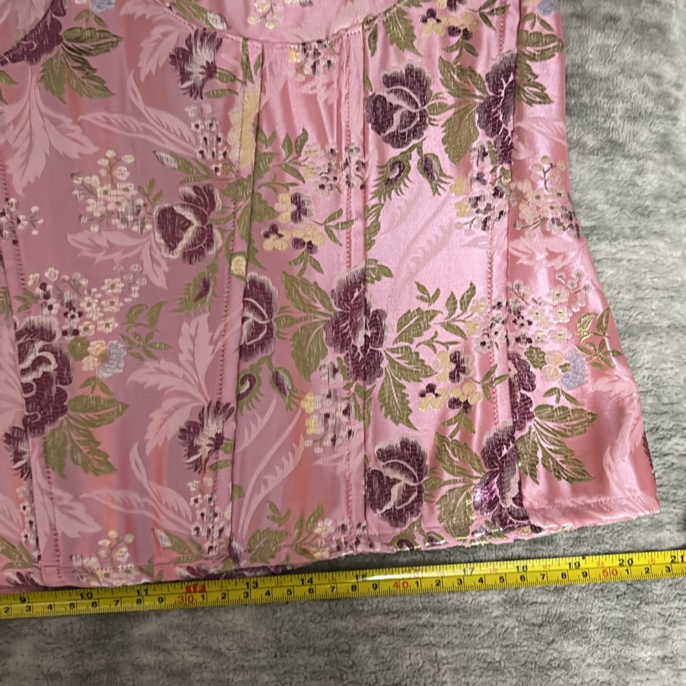 PrettyLittleThing Pink Floral Satin Corset Crop Top - Picture 4 of 6